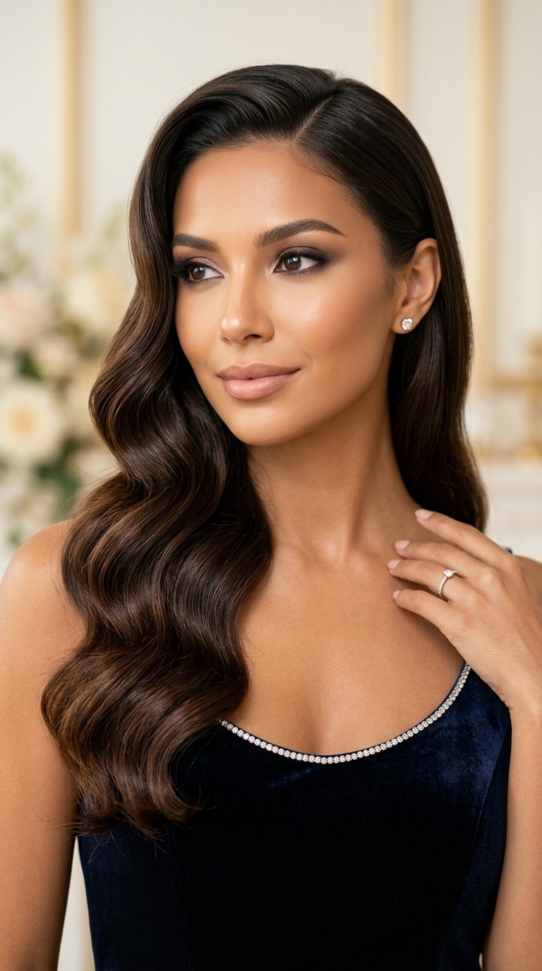 Polished Side-Swept Finger Waves