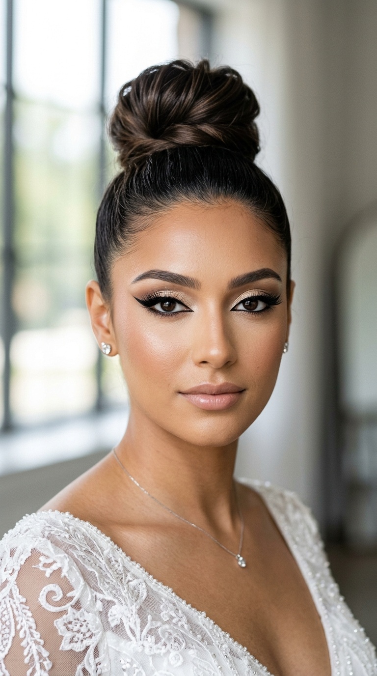 Polished Top Knot and Dramatic Cat-Eye