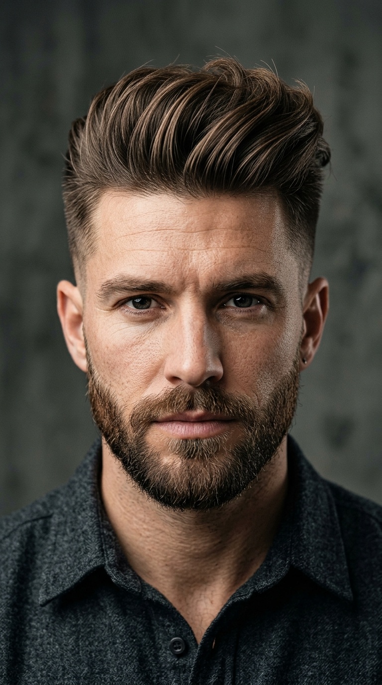Pompadour + Tapered Beard