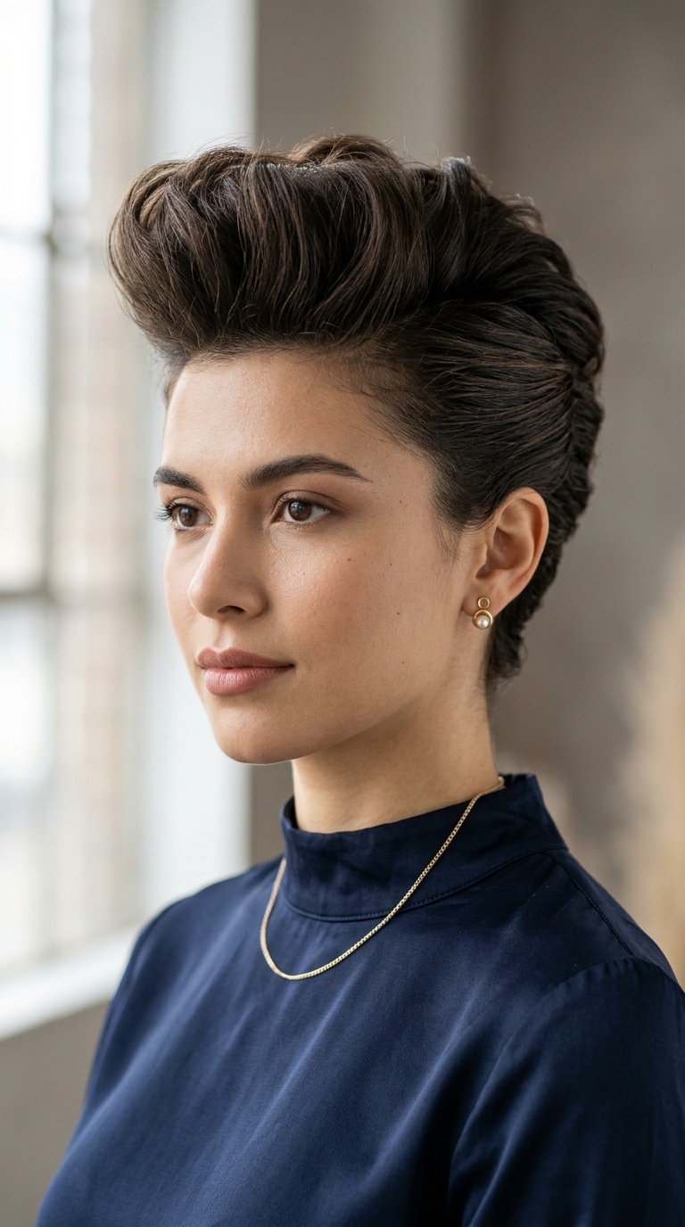 Pompadour with Tucked Sides