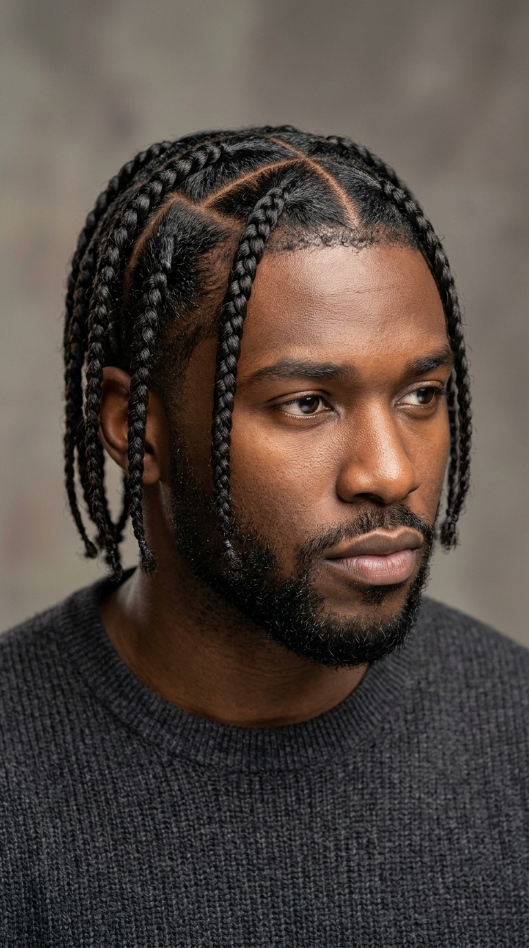Pop Smoke Braids with Zig-Zag Parting