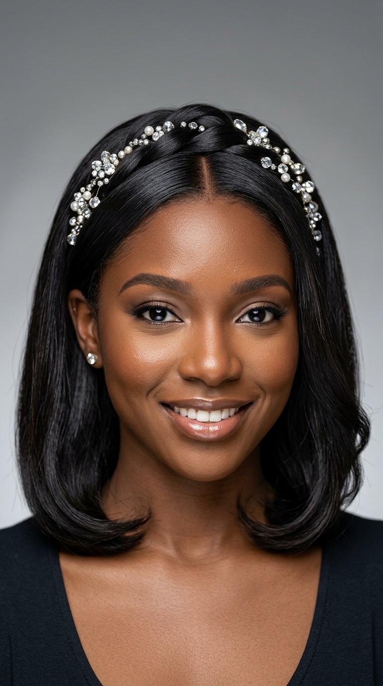 Pressed Hair with Jeweled Accents