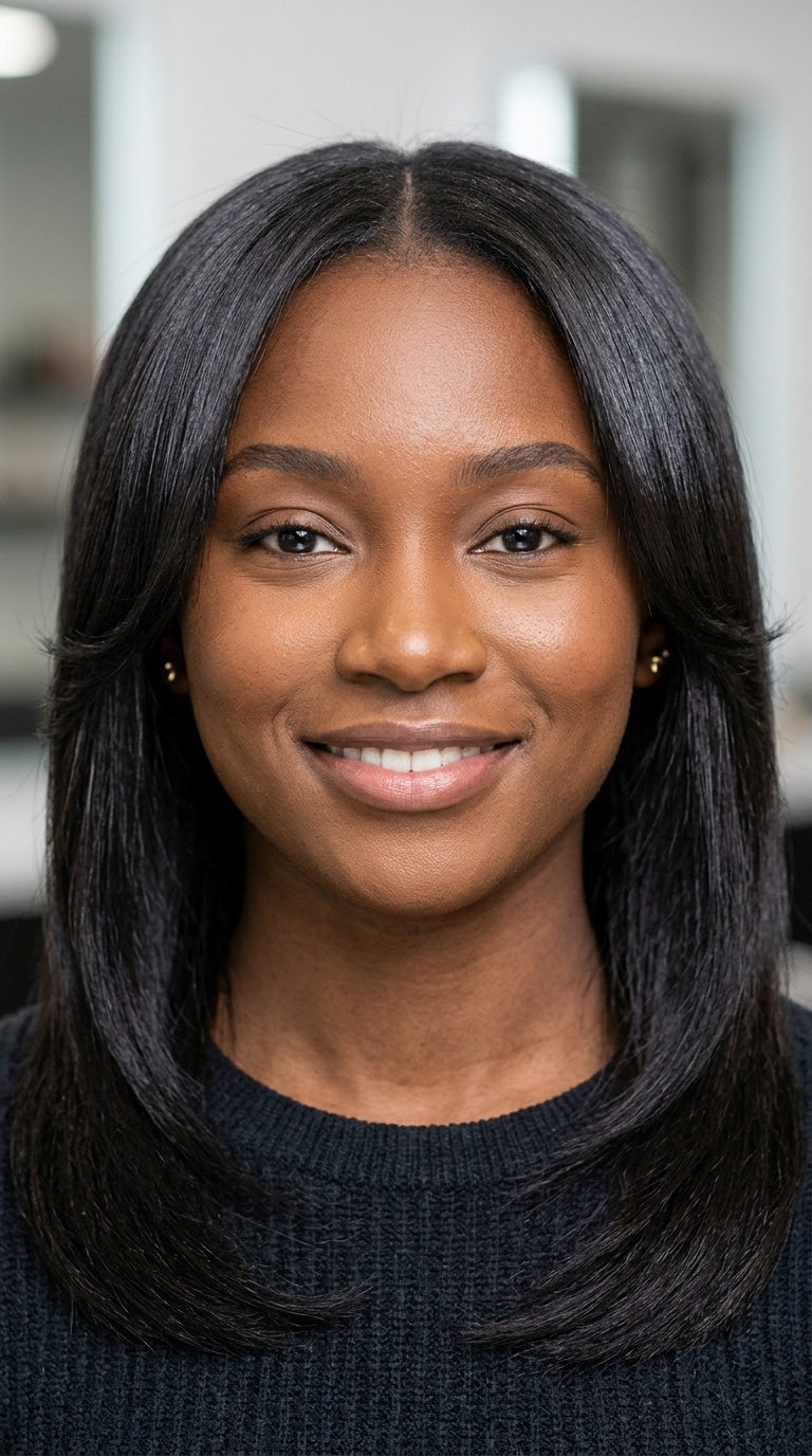 Pressed Straight with Face-Framing Layers