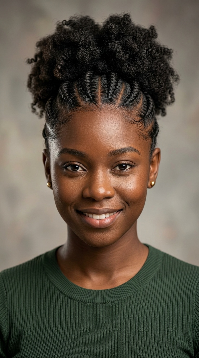 Puff with Front Cornrows