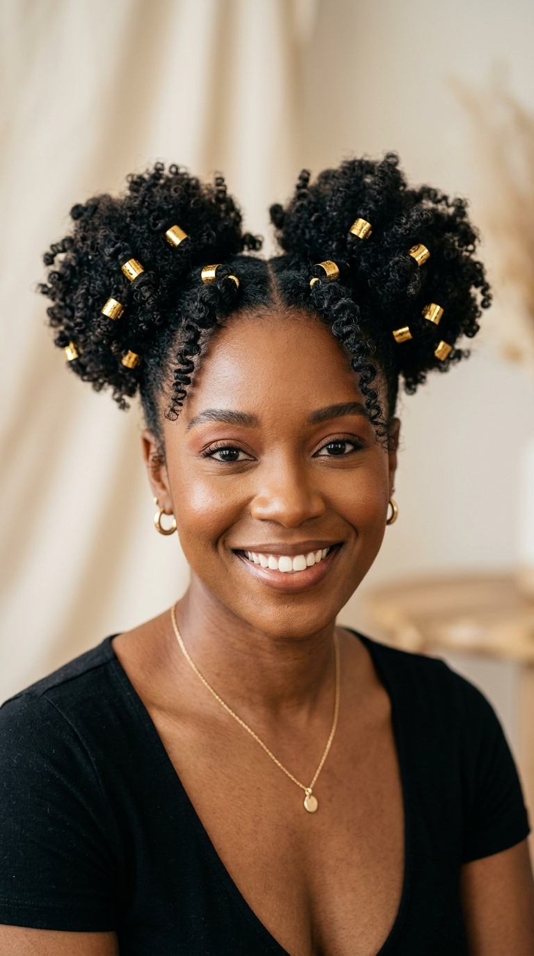Puff with Gold Cuffs