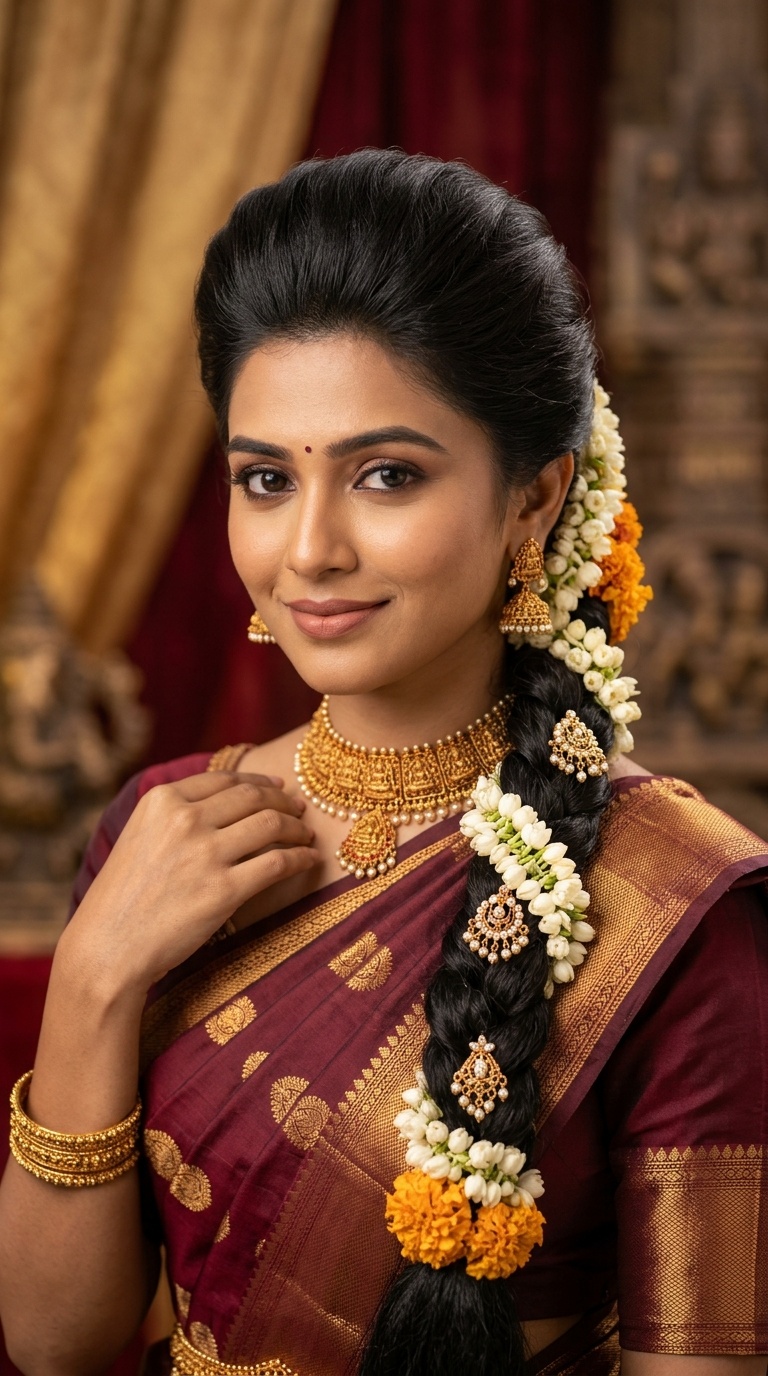 Puffed Crown with traditional Braid