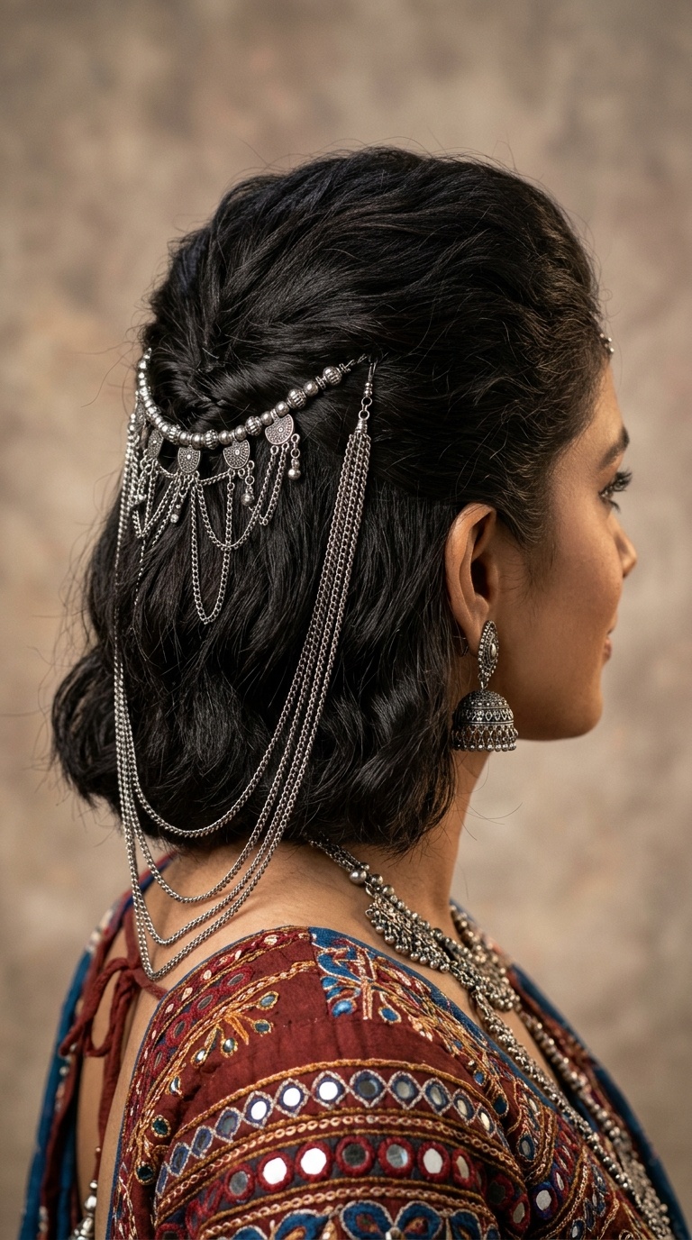 Puffed Half-Updo with Oxidized Chains