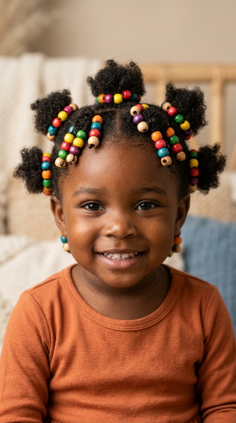 Puffs with Colorful Wooden Beads
