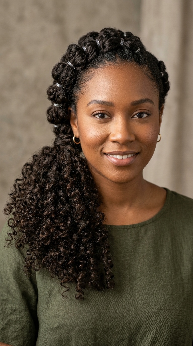 Pull-Through Braid with Curly Side-Drop