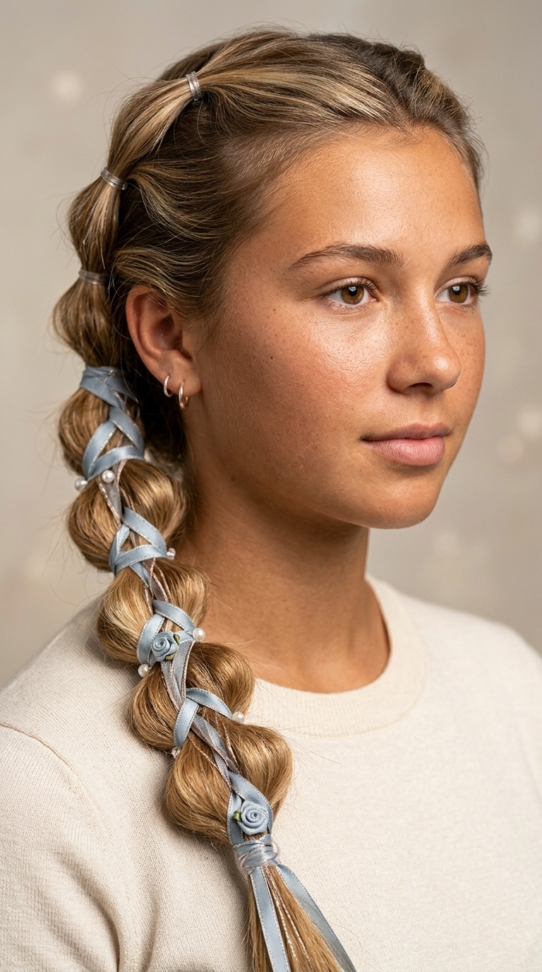 Pull-Through Braid with Ribbon Accents