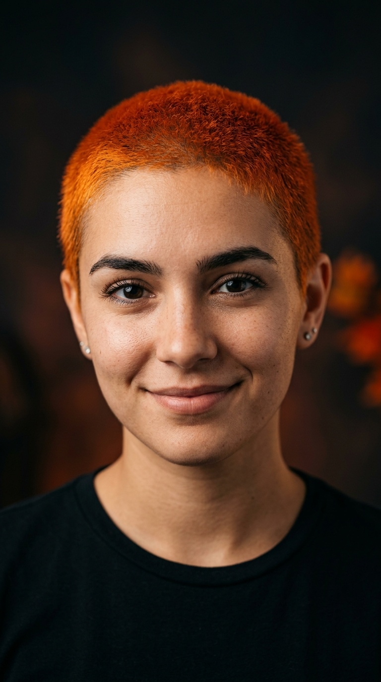 Pumpkin Orange Buzz Cut