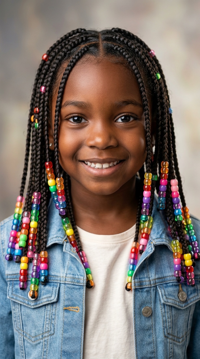 Rainbow Beaded Box Braids