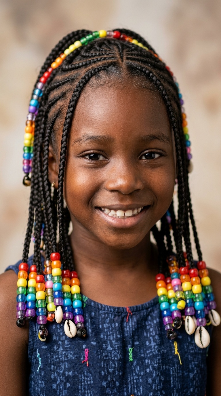 Rainbow Beaded Fulani Braids