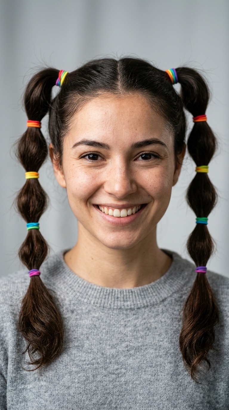 Rainbow Elastic Pigtails