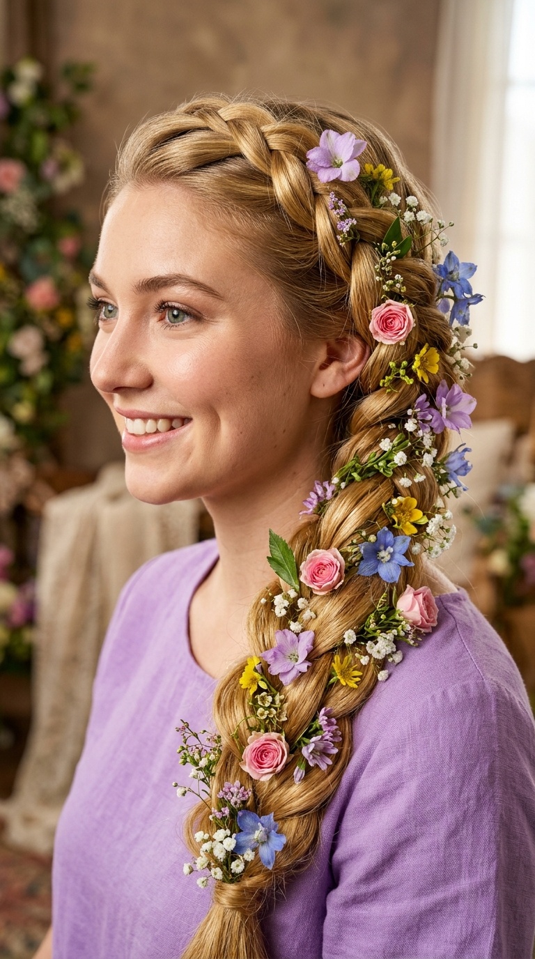 Rapunzel’s Floral Dutch Braid