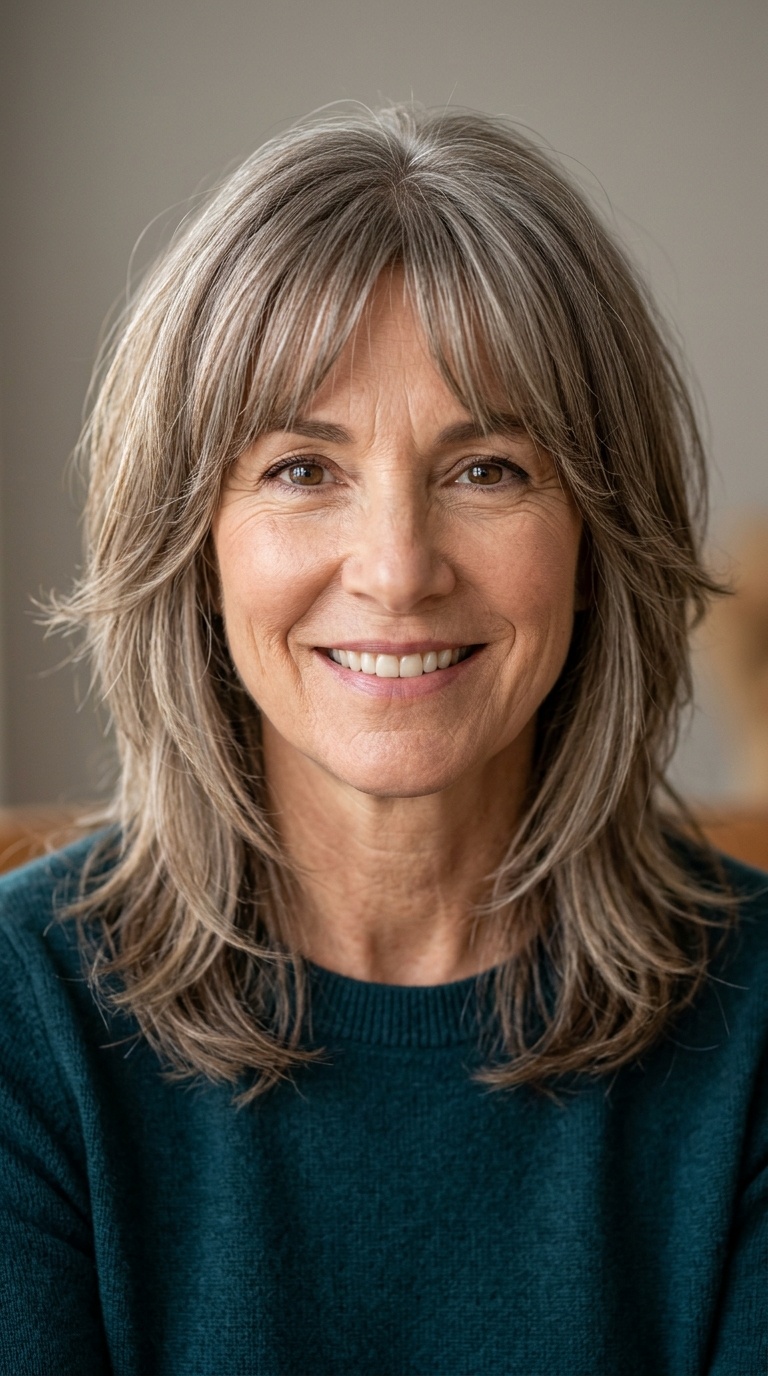 Razor-Cut Layers with Curtain Bangs