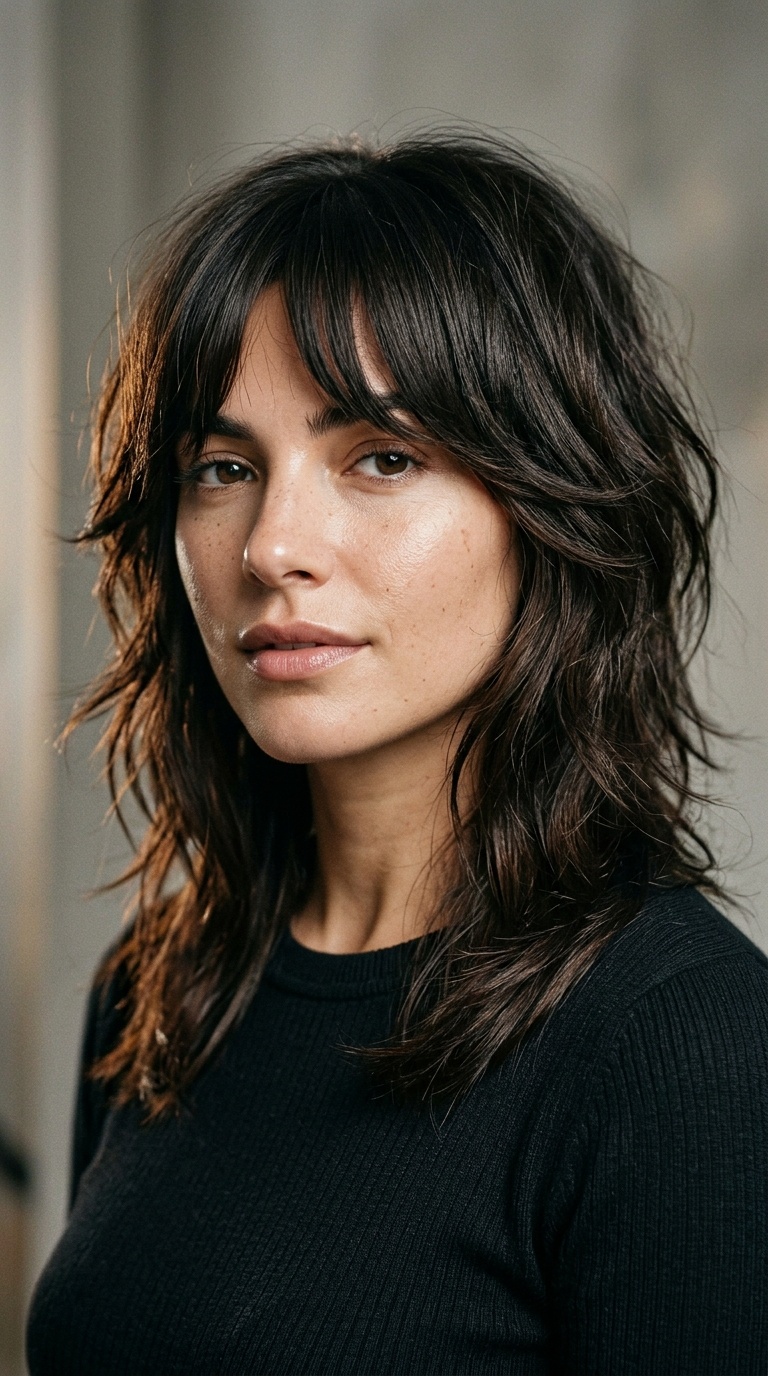 Razor-Cut Shag with Bottleneck Bangs