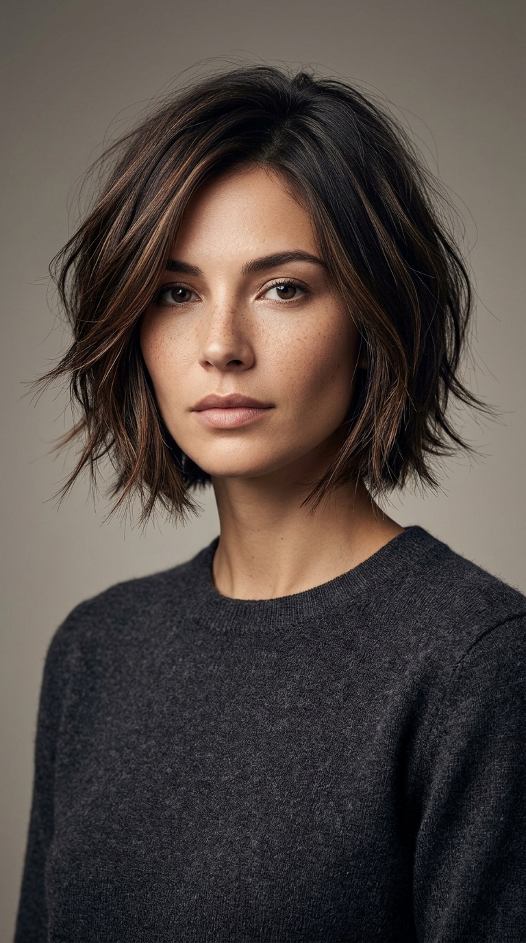 Razored Bob with Wispy Ends