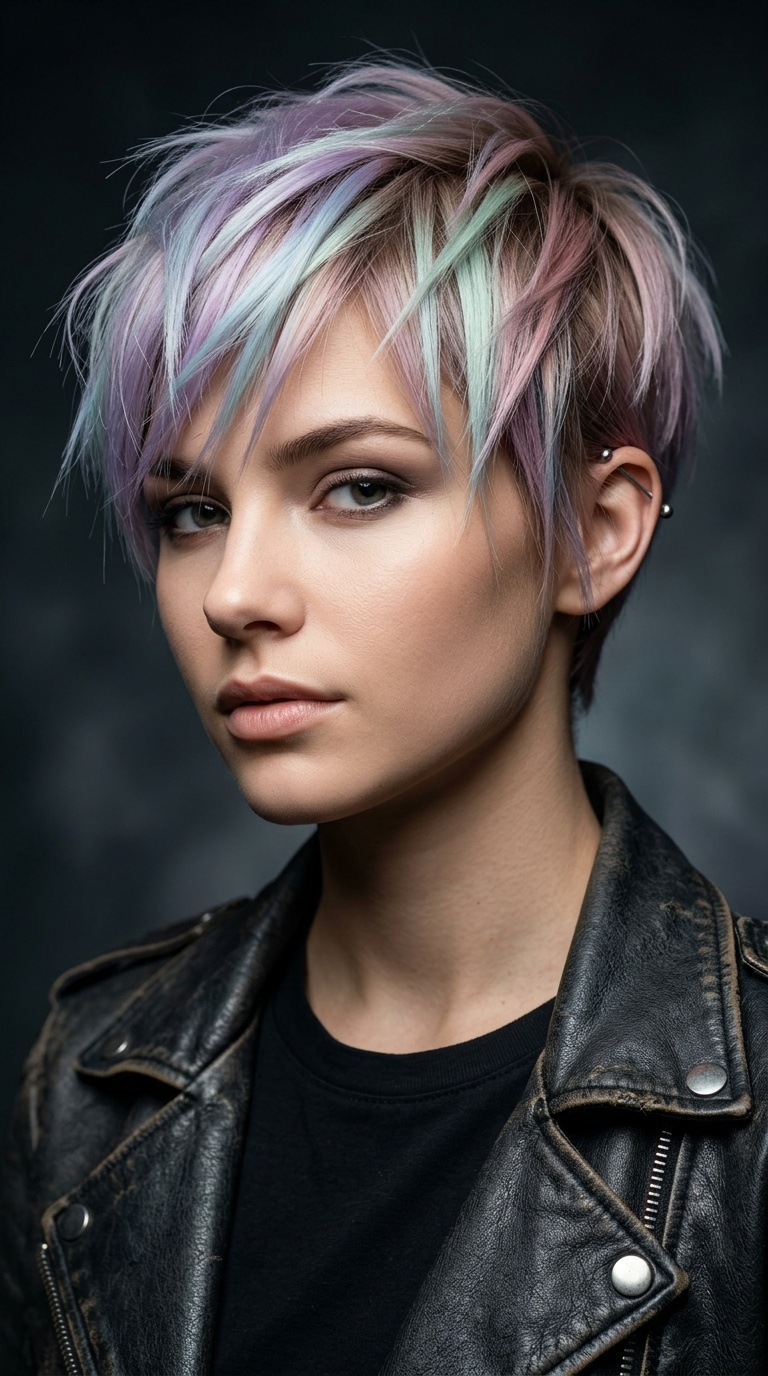 Razored Pixie with Pastel Hues