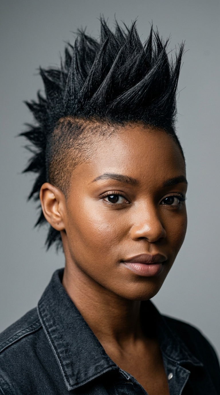 Razored Spiky Mohawk for Black Hair
