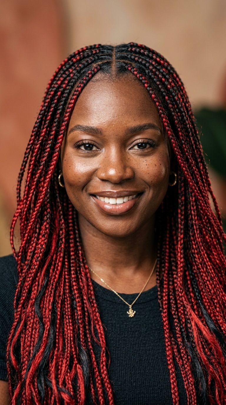 Red and Black Mixed Braids