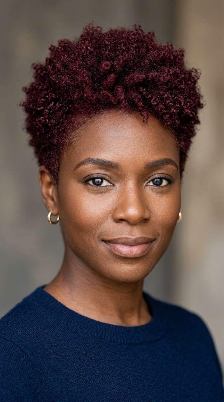 Red Wine Tapered Pixie Afro