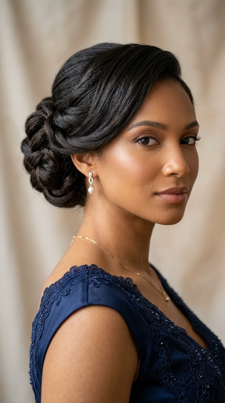 Regal Sculpted Bun for Queen Anne Necklines