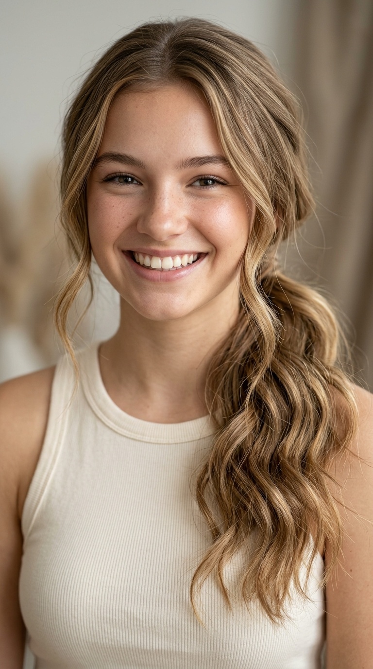 Relaxed Side Pony with Beach Waves