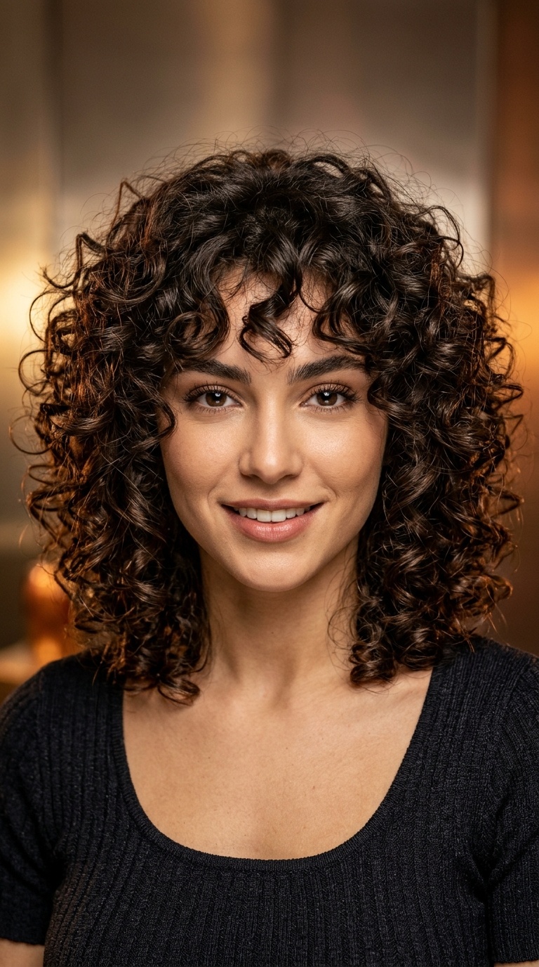 Retro Disco Curls with Short Front Layers