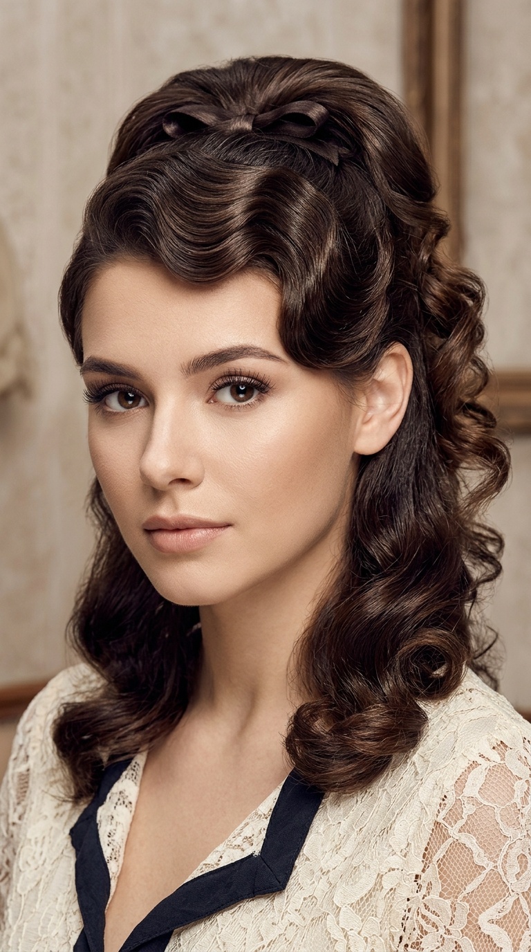 Retro Finger Waves into a Half-Up Style