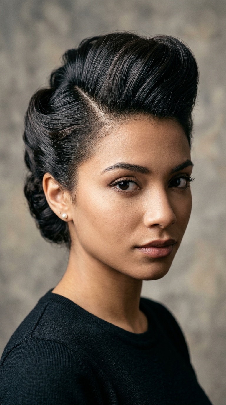 Retro Pompadour Side Part