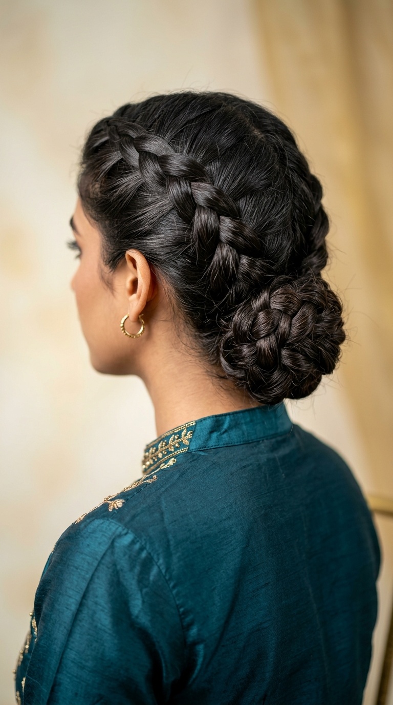 Reverse French Braid Low Bun
