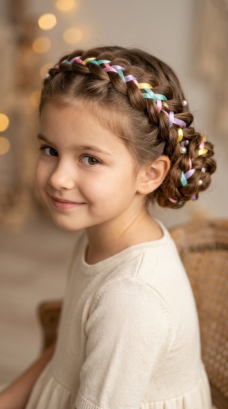 Ribbon-Intertwined Dutch Braids