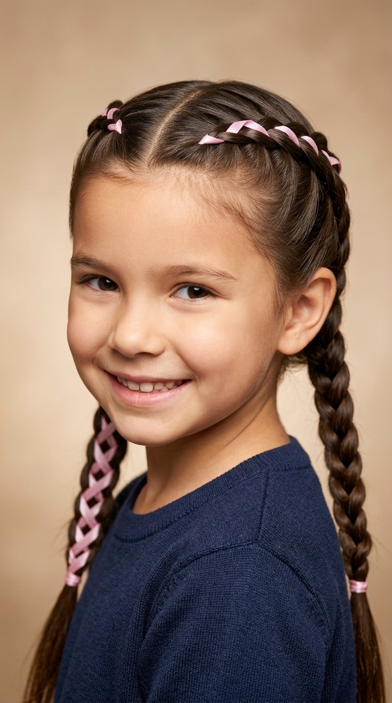 Ribbon-Laced French Braids