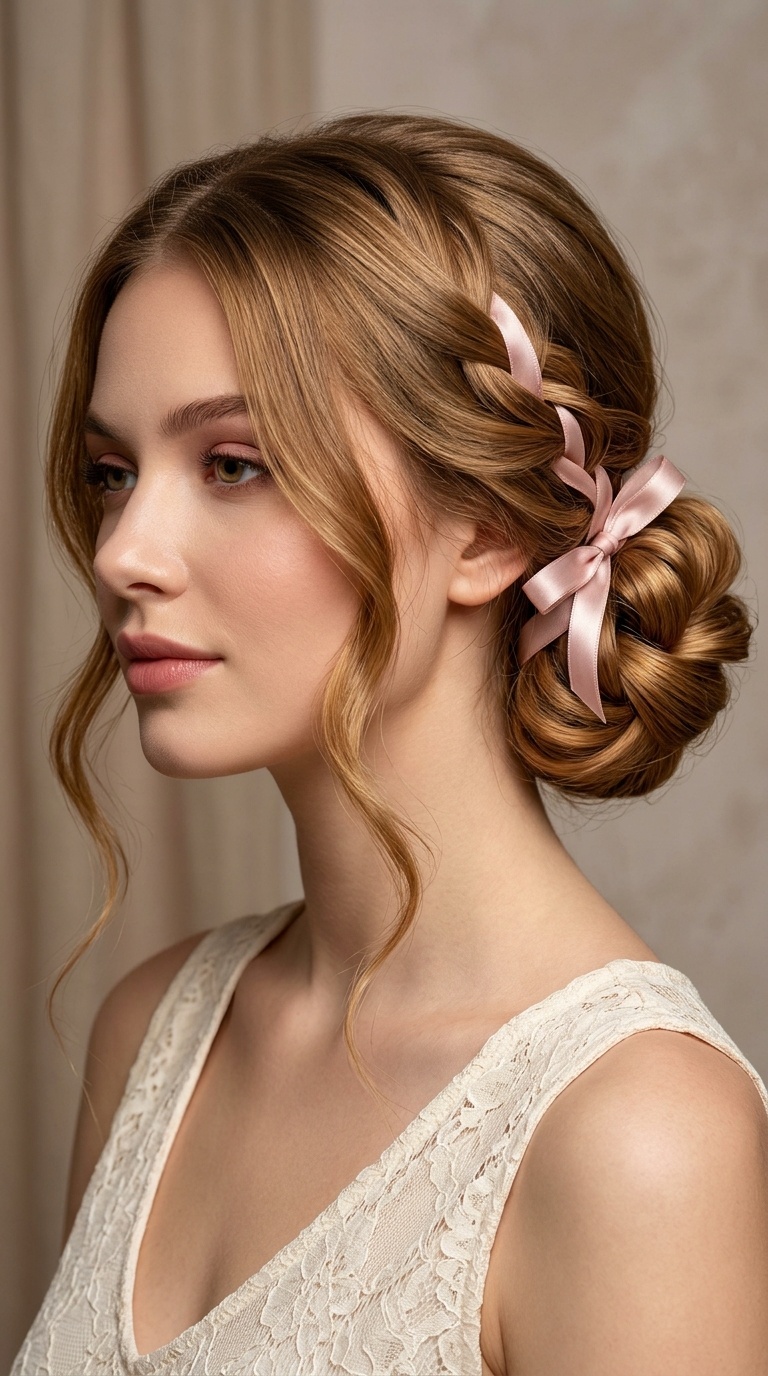 Ribbon-Laced Low Bun
