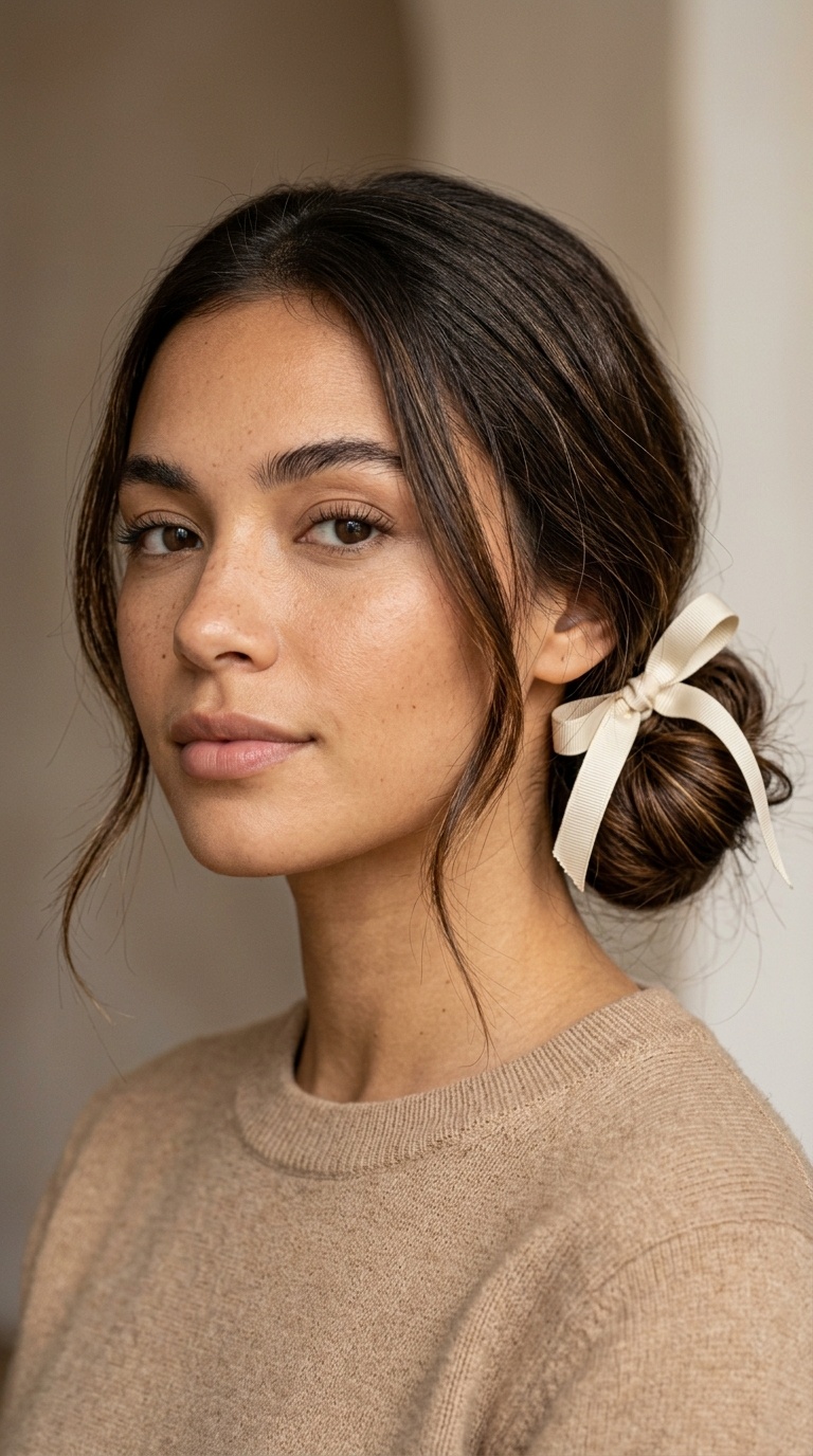 Ribbon-Tied Low Bun