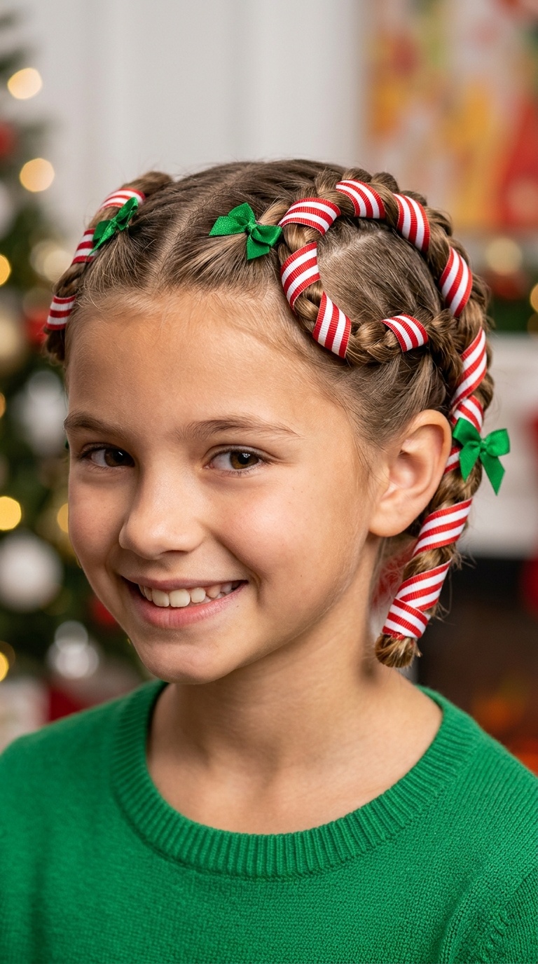 Ribbon-Wrapped Candy Cane Braids