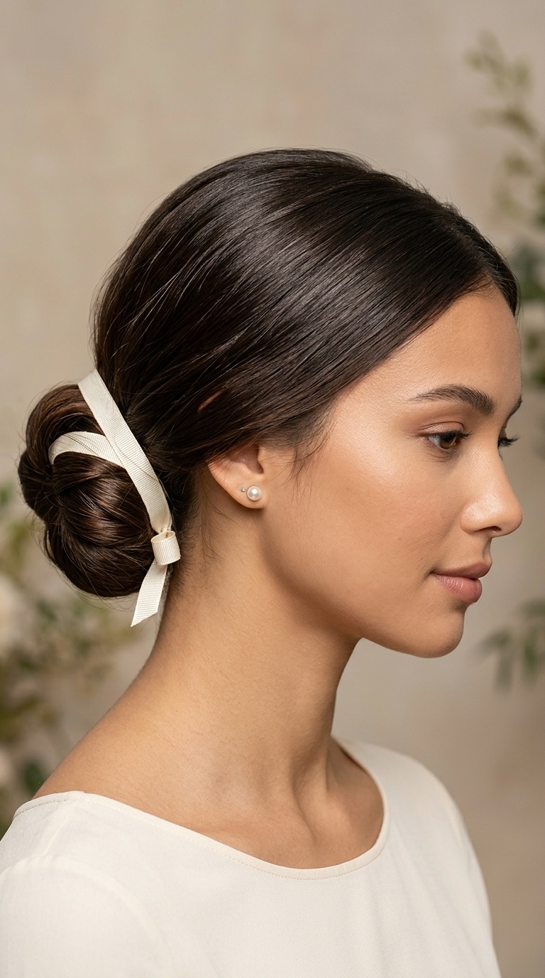 Ribbon-Wrapped Low Bun