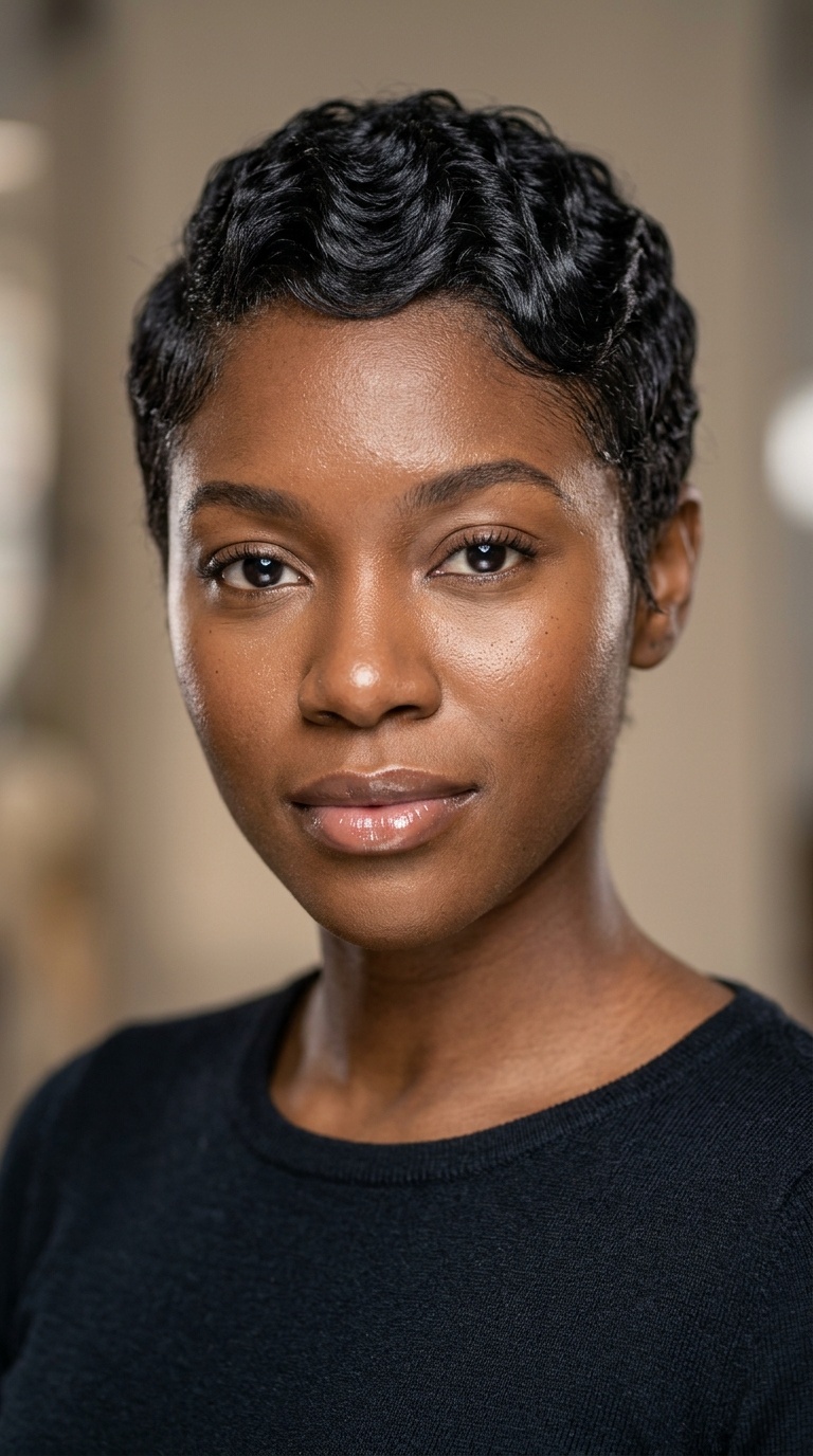 Rippled Wave Pixie Cut for Black Women