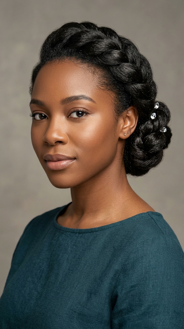 Rolled Chignon with Jojoba Oil