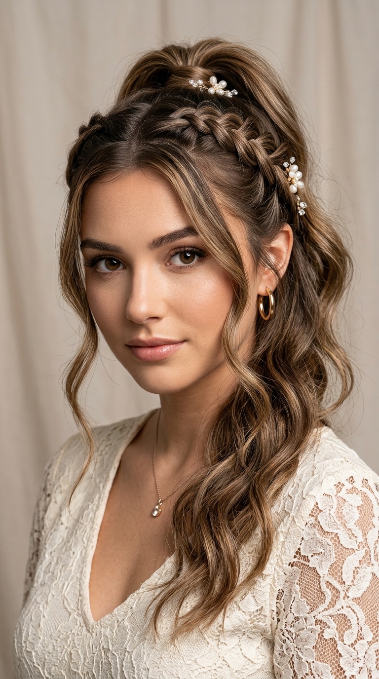 Romantic Braided Crown Half-Pony