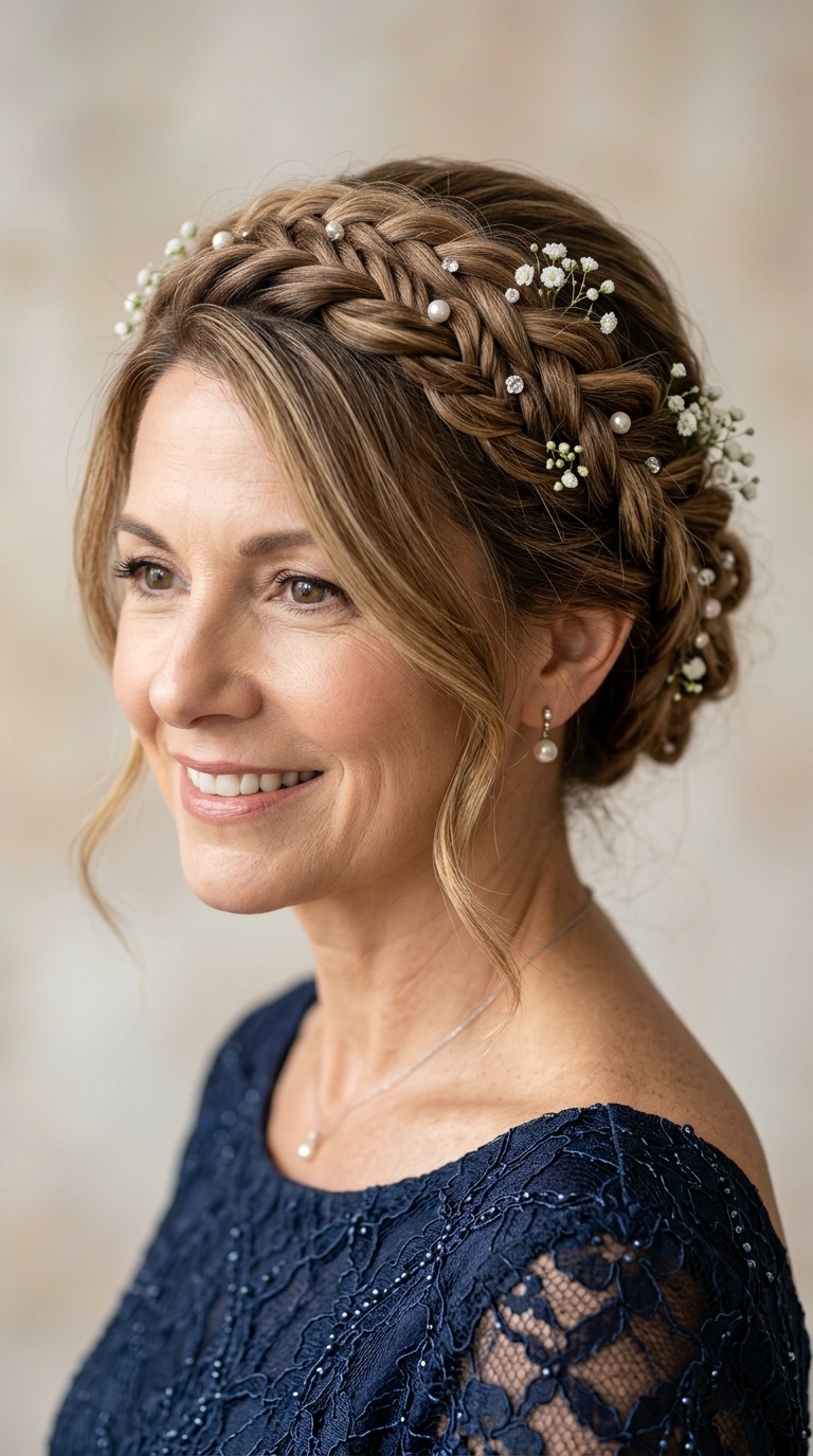 Romantic Braided Halo Updo