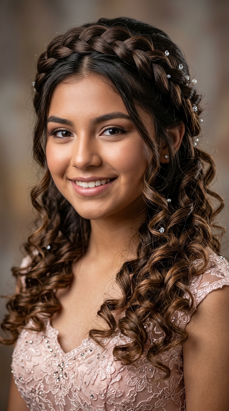 Romantic Braided Halo with Cascading Spirals