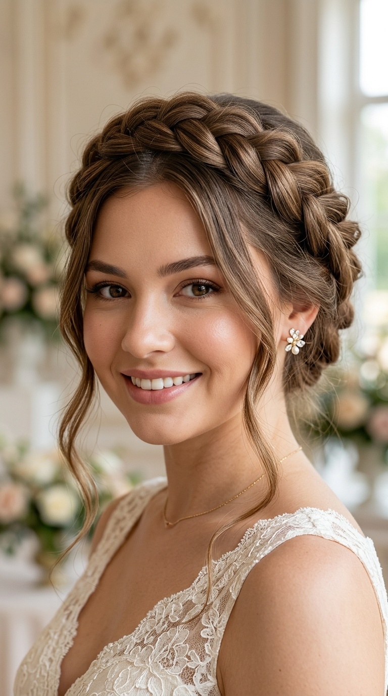 Romantic Crown Braid with Soft Strands