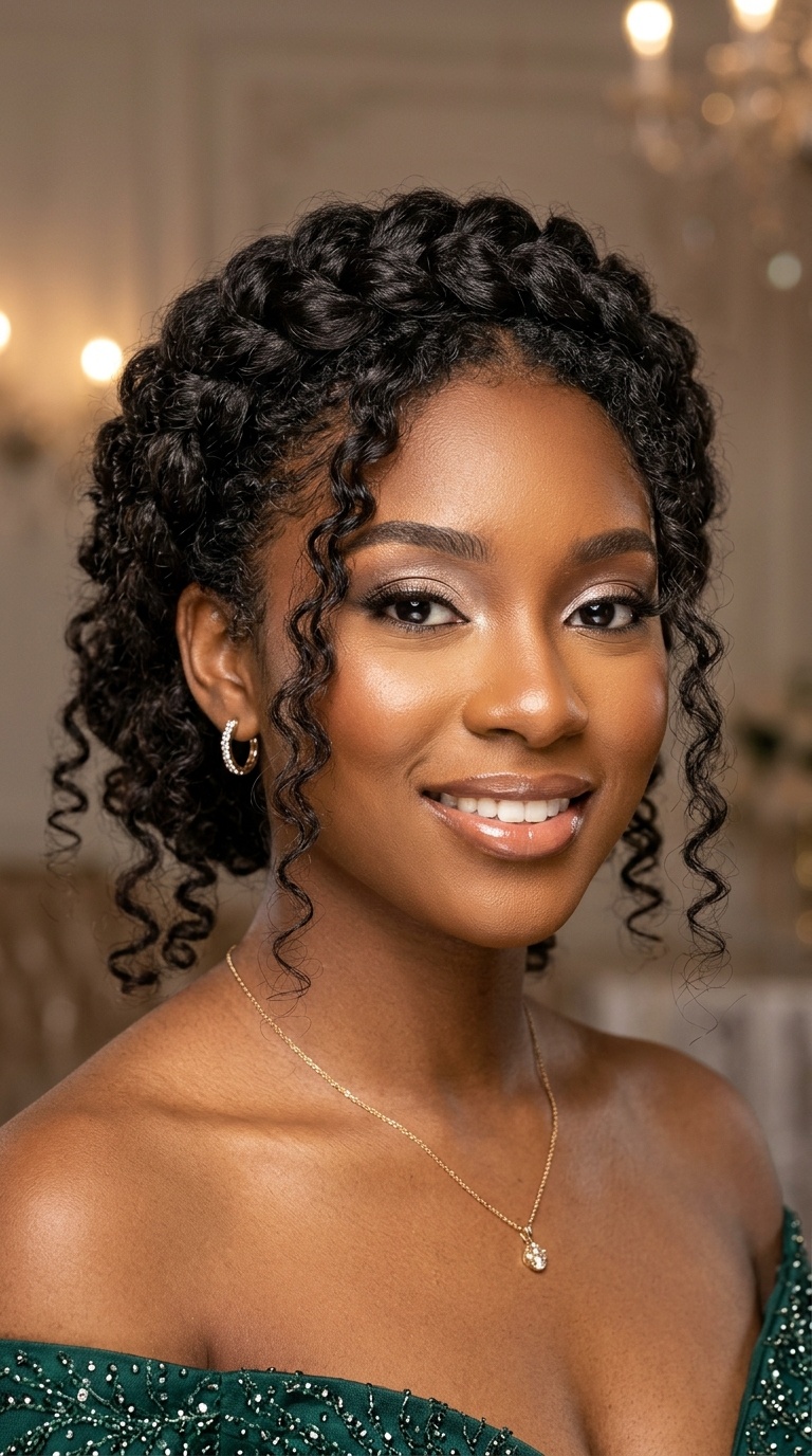 Romantic Curly Crown Braid