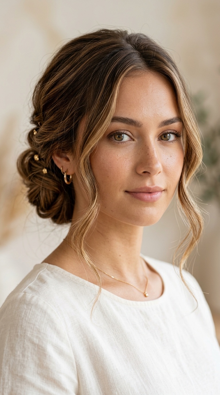 Romantic Low Bun with Tendrils