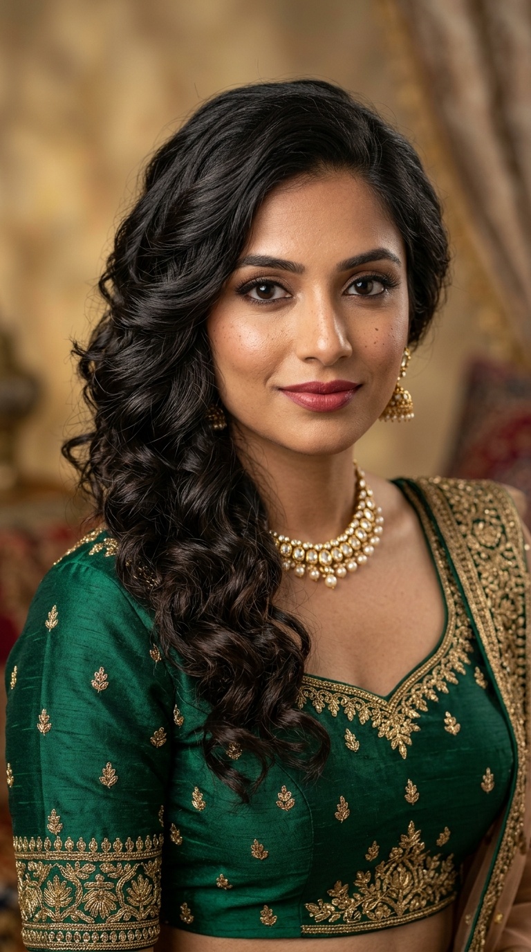 Romantic Side-Swept Curls