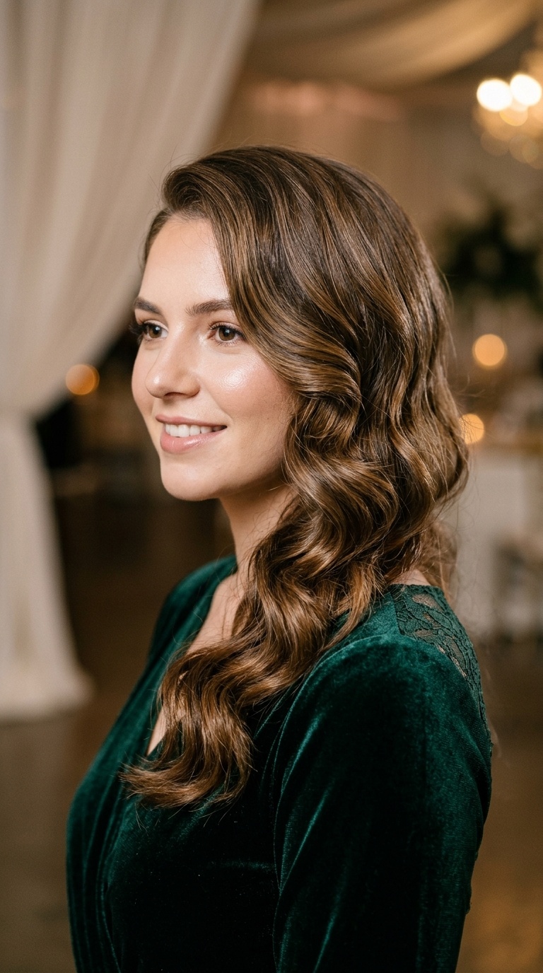 Romantic Side-Swept Curls