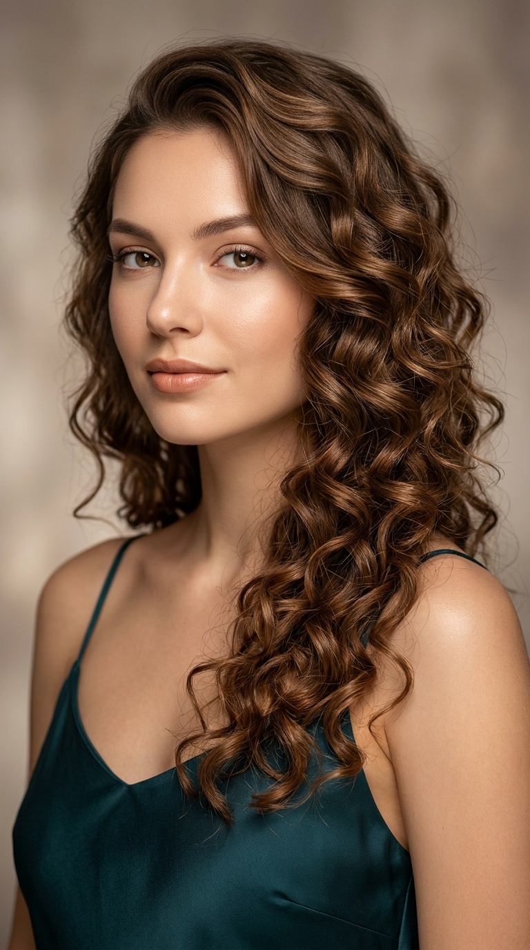 Romantic Side-Swept Curls
