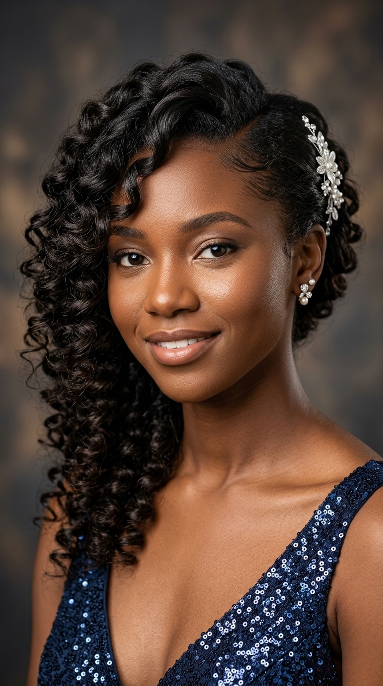 Romantic Side-Swept Curls